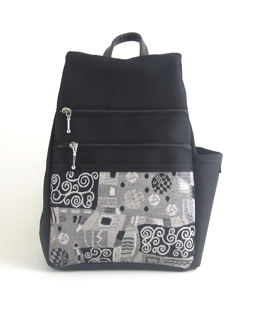 B967 BL Sm Side Entry Backpack- Black Nylon with Fabric Accent