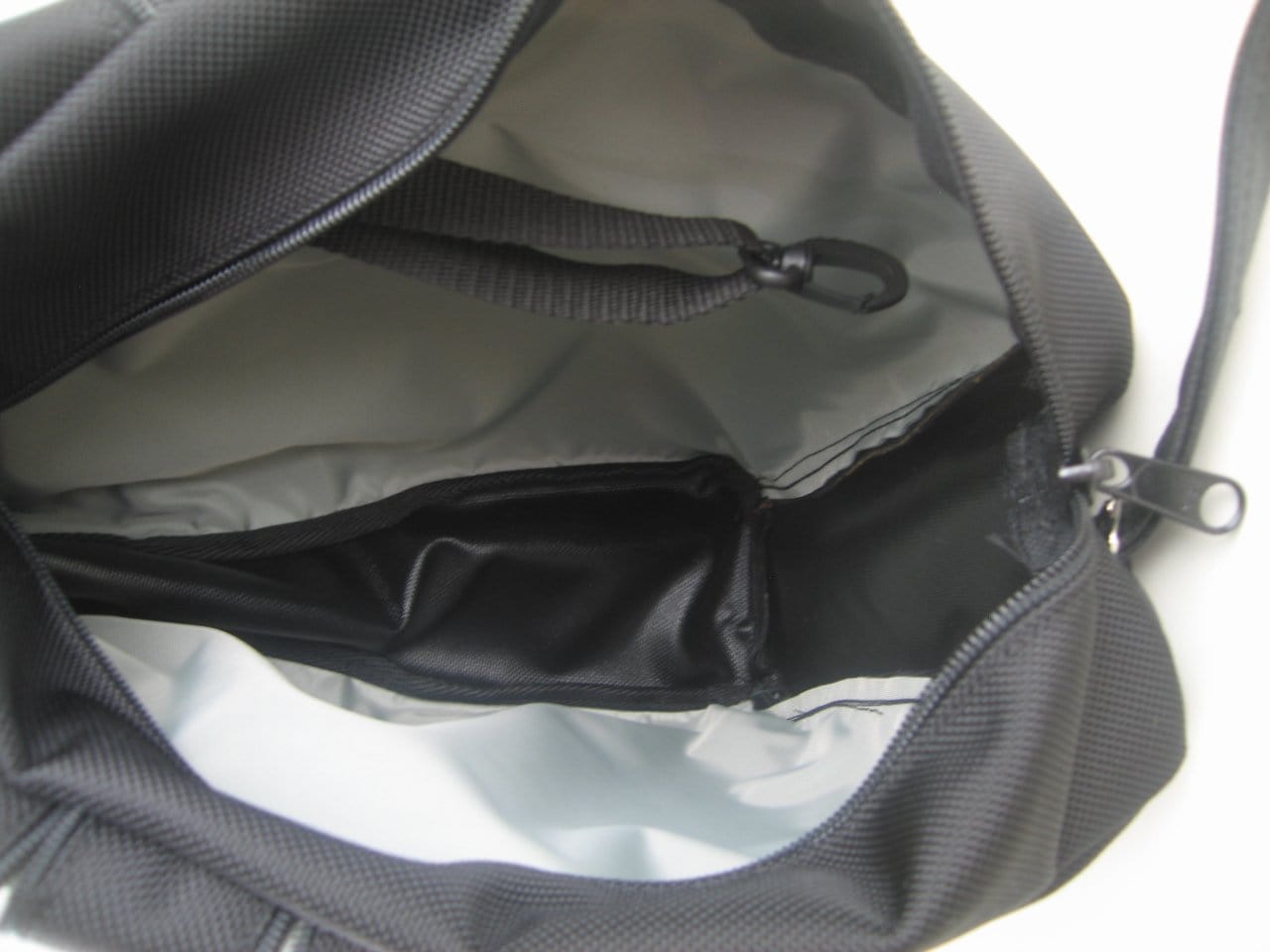 B967 BL Sm Side Entry Backpack- Black Nylon with Fabric Accent