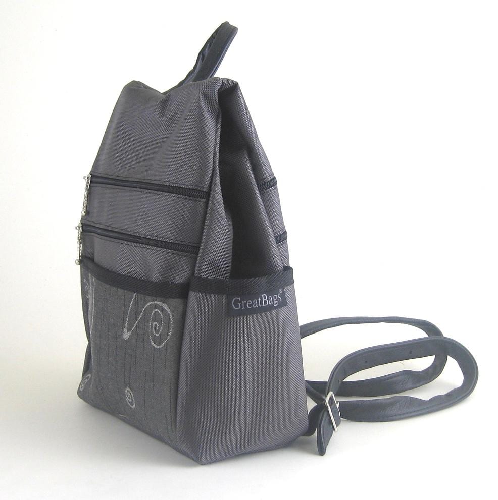 B967-GR Small Side Entry Backpack - Gray Ballistic Nylon with Fabric Accent