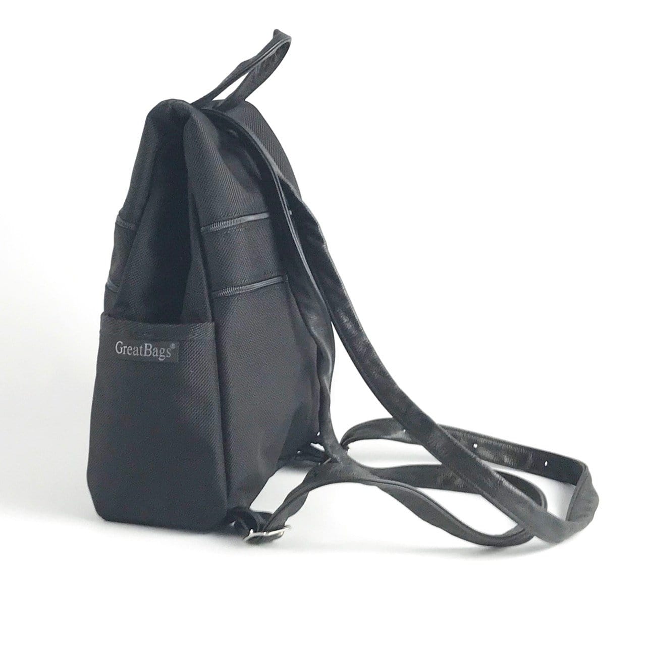 B968W Medium Side Entry Backpack with Fabric Accent Pocket, Extra Zip Pocket