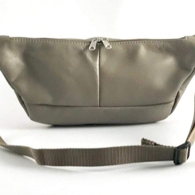 Light Colors - Large Leather Belt Bag with Accent - LFPJ