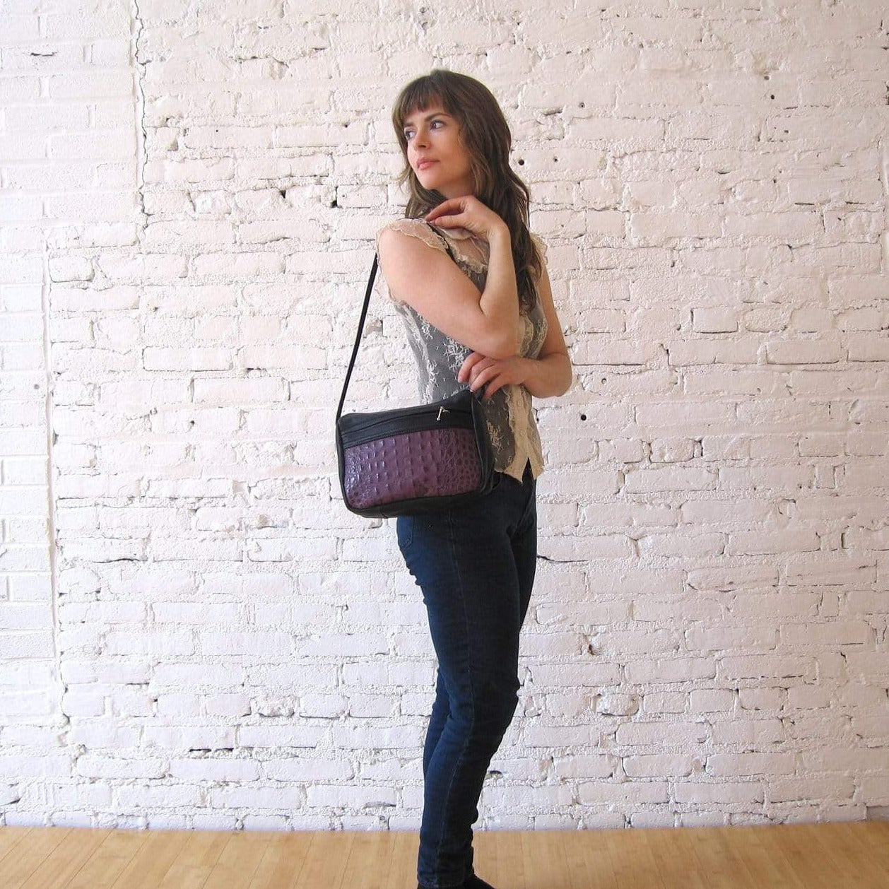 Leather CrossBody Satchel Purses in 2 sizes