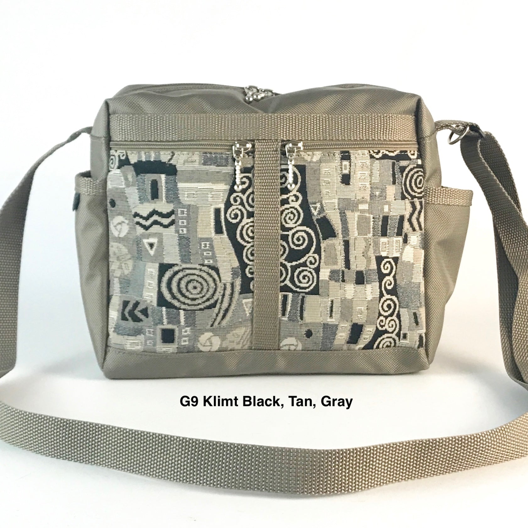 106 Khaki Medium Messenger Bag Purse in Nylon with Fabric Accent Pockets
