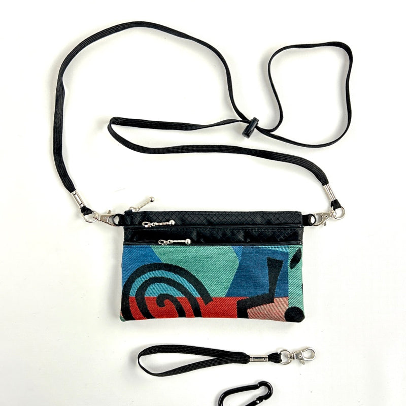 Three zipper Minibag with wristlet and long strap 49RS